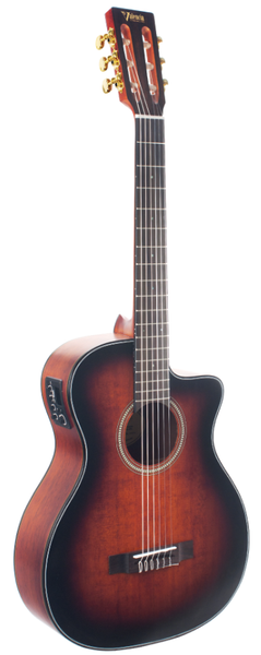 Valencia - Auditorium Cutaway Acoustic Electric Classical Guitar - Classic Sunburst