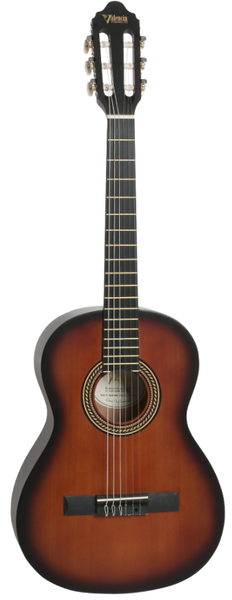 Valencia - 3/4 Size Hybrid Classical Guitar - Classic Sunburst