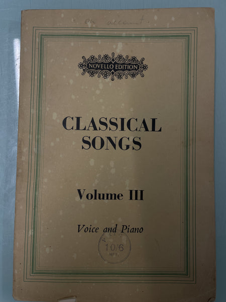 Classical Songs for Voice and Piano Vol.3 (Second Hand)