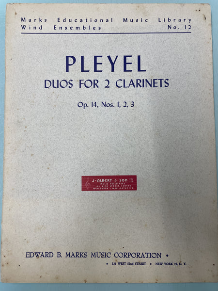 Pleyel - Duos for 2 Clarinets Op. 14 Nos. 1, 2, 3 (Second Hand)