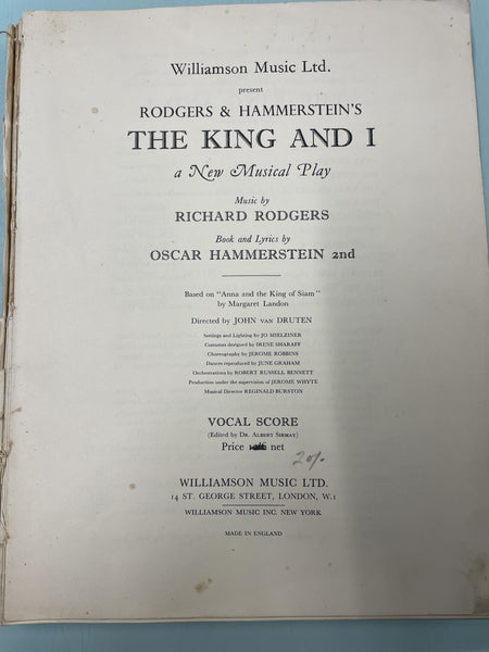 The King and I - Vocal Score (Second Hand)