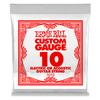 Ernie Ball - Plain Electric/Acoustic Guitar Steel Strings (Singles) - Gauge .010