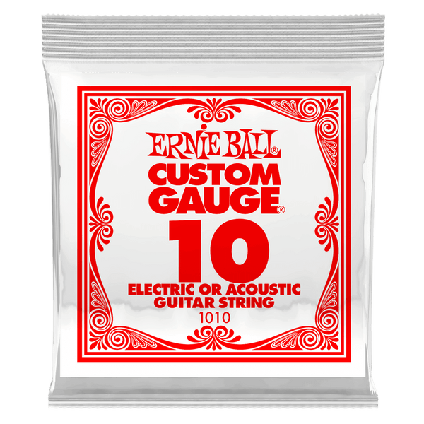 Ernie Ball - Plain Electric/Acoustic Guitar Steel Strings (Singles) - Gauge .010