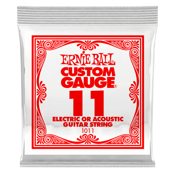 Ernie Ball - Plain Electric/Acoustic Guitar Steel Strings (Singles) - Gauge .011