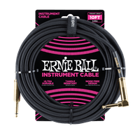 Ernie Ball - 10ft Braided Cable ST/AGL - Black w/ Gold Tips