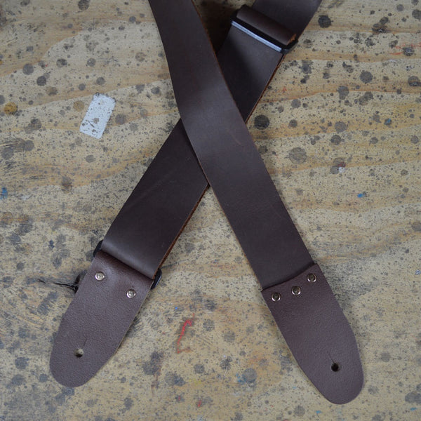 2″ Brown Soft Leather Slide Adjustable Guitar Strap