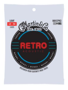 Martin - Retro Nickel Acoustic Guitar Strings 3 Pack - 12/54