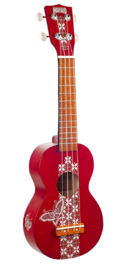 Mahalo - Batik Soprano Ukulele - Trans Red