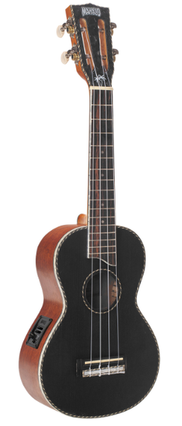 Mahalo - Pearl Series Acoustic Electric Concert Ukulele - Black