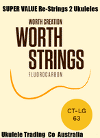 Worth Clear Fluorocarbon Tenor Low-G Ukulele Strings CT-LG 63 inch (G-C-E-A) Enough For 2 Sets