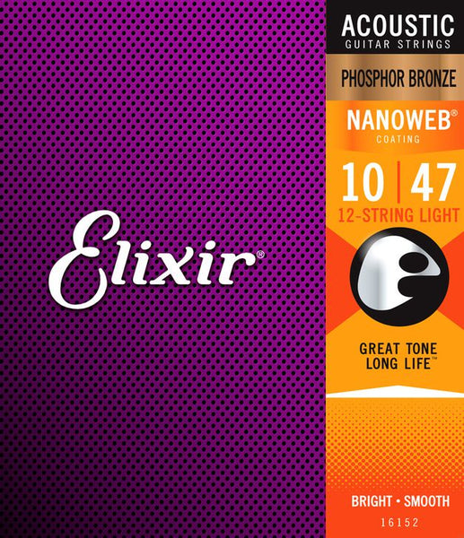 Elixir - Nanoweb Phosphor Bronze 12-String Guitar Strings 10-47