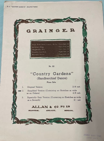Country Gardens Piano Solo (Second Hand)