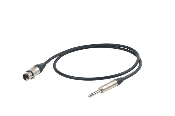 Proel Mic Lead FXLR > TS 10m 95% Braid Shield BK