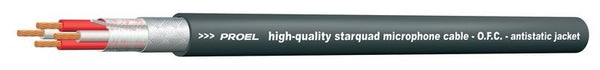 Proel Bulk Mic Cable Star Quad 90% Braid Shield BLACK