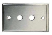 Wall Connector Plate 2 x RCA Curved Edges STAINLESS