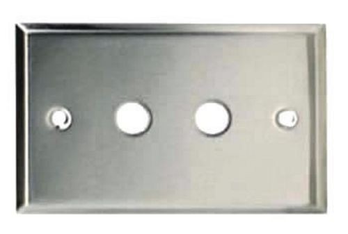 Wall Connector Plate 2 x RCA Curved Edges STAINLESS