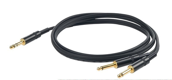 Challenge Stereo Split Lead 6.3mm TRS > 2 x TS 3m GOLD