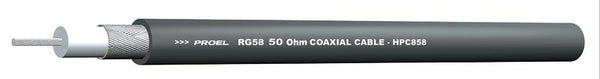 HPC858 Proel Bulk RF Cable Coaxial RG58 50 Ohm 1 Shield BLACK