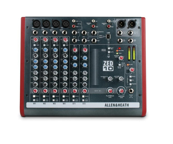 ZED10 Mixer 4 Mono+2 Stereo 2 Aux 2-Track USB Interface