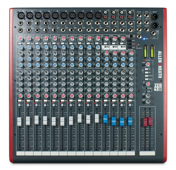 ZED18 19" Rack Mixer 10 Mono+4 Stereo 4 Aux USB Interface
