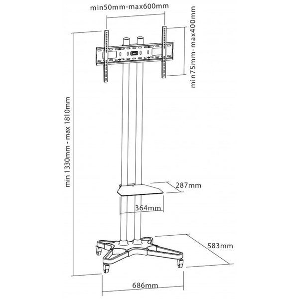 Proel Multifunctional stand for LED, LCD or flat screen TV - PRSS50