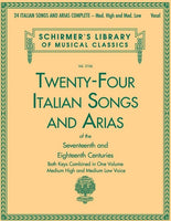 Schirmer Edition - 24 Italian Songs and Arias Complete for Medium High/Low Voice