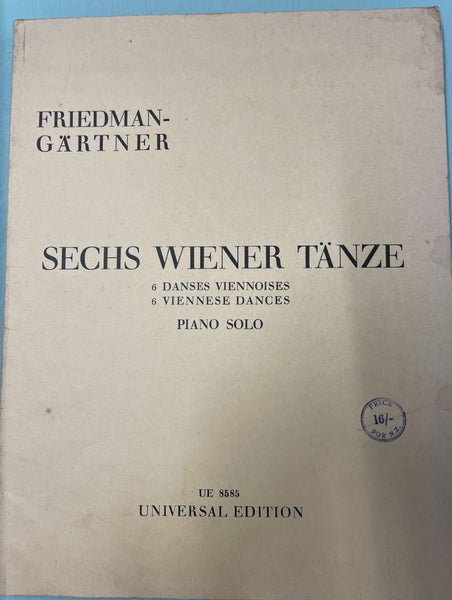 Six Viennese Dances for Solo Piano (Second Hand)