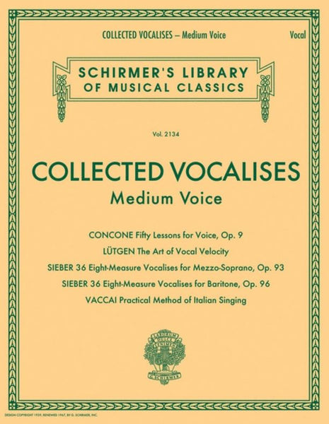 Schirmer Edition - Collected Vocalises for Medium Voice